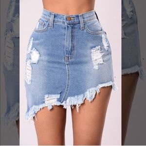 Fashion Nova asymmetric stretchy denim skirt